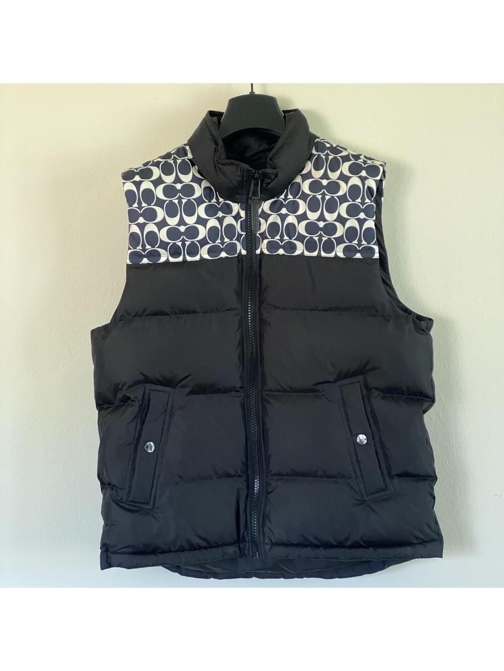 NEW Coach Signature Down Vest Men's Outerwear Jacket Black